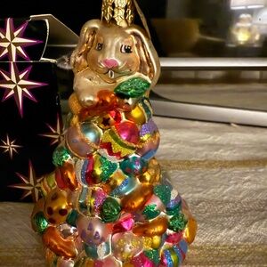 Christopher Radko 2001 Easter Bunny Egg Scramble Glass Ornament 01-CB-3 Ltd Ed
